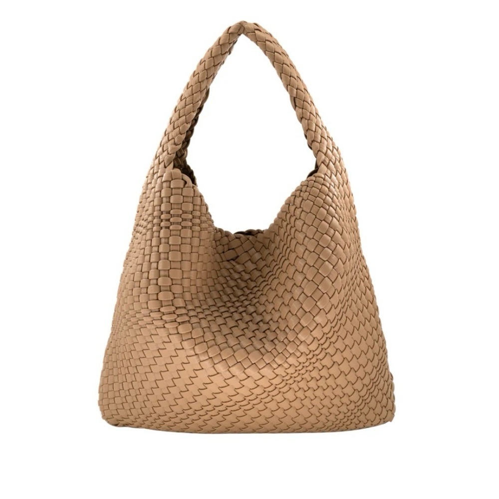 Powder Blue Woven Tote Black Vegan Very Durable With Makeup 💄 - Picture 3 of 5